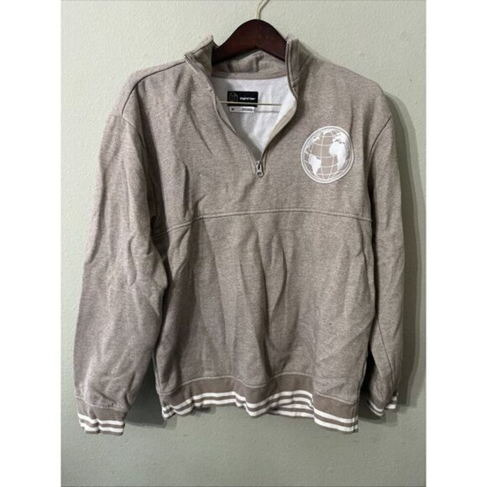 Original Use Sweater Men‎ Extra Medium Quarter Zip Pullover Globe Tan White